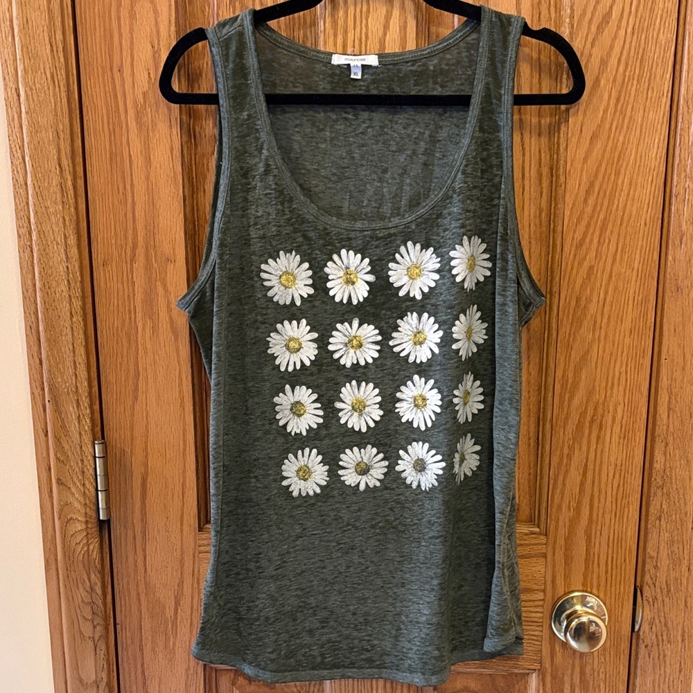Maurices Green Floral Tank Top